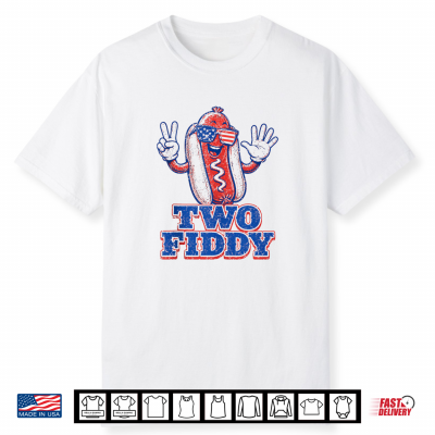 Two Fiddy 4Th Of July Patriotic Hot Dog Shirt