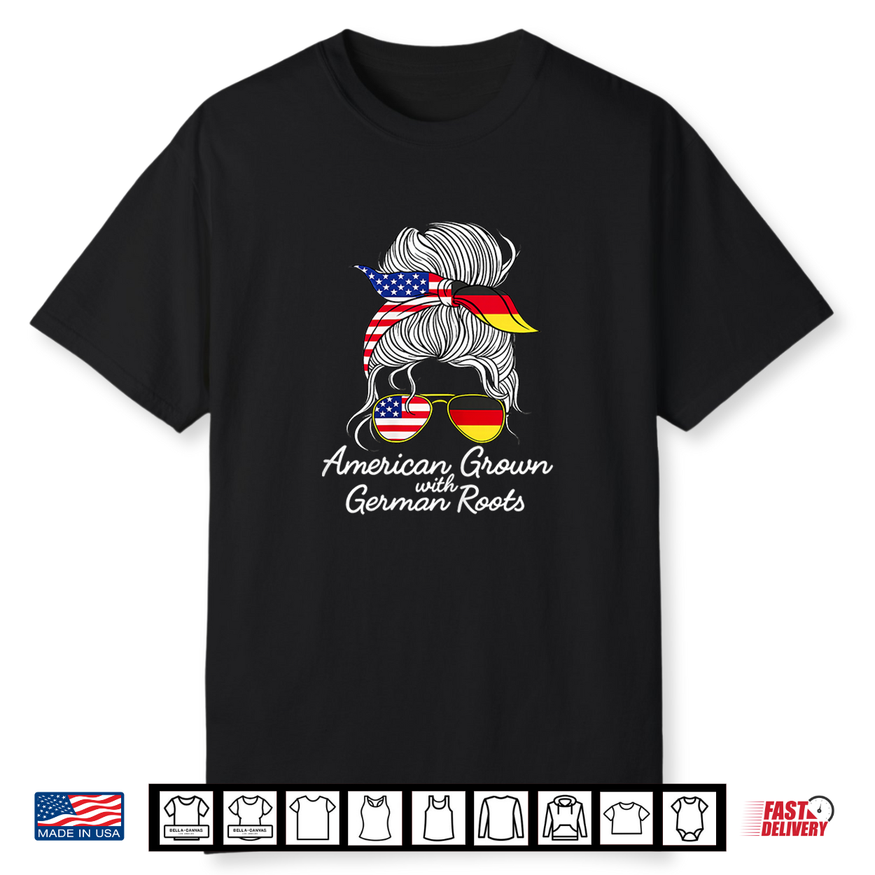 Usa Germany Heritage White Hair Messy Bun Women Girls Gift Shirt Usa Germany Heritage White Hair Messy Bun Women Girls Gift Shirt