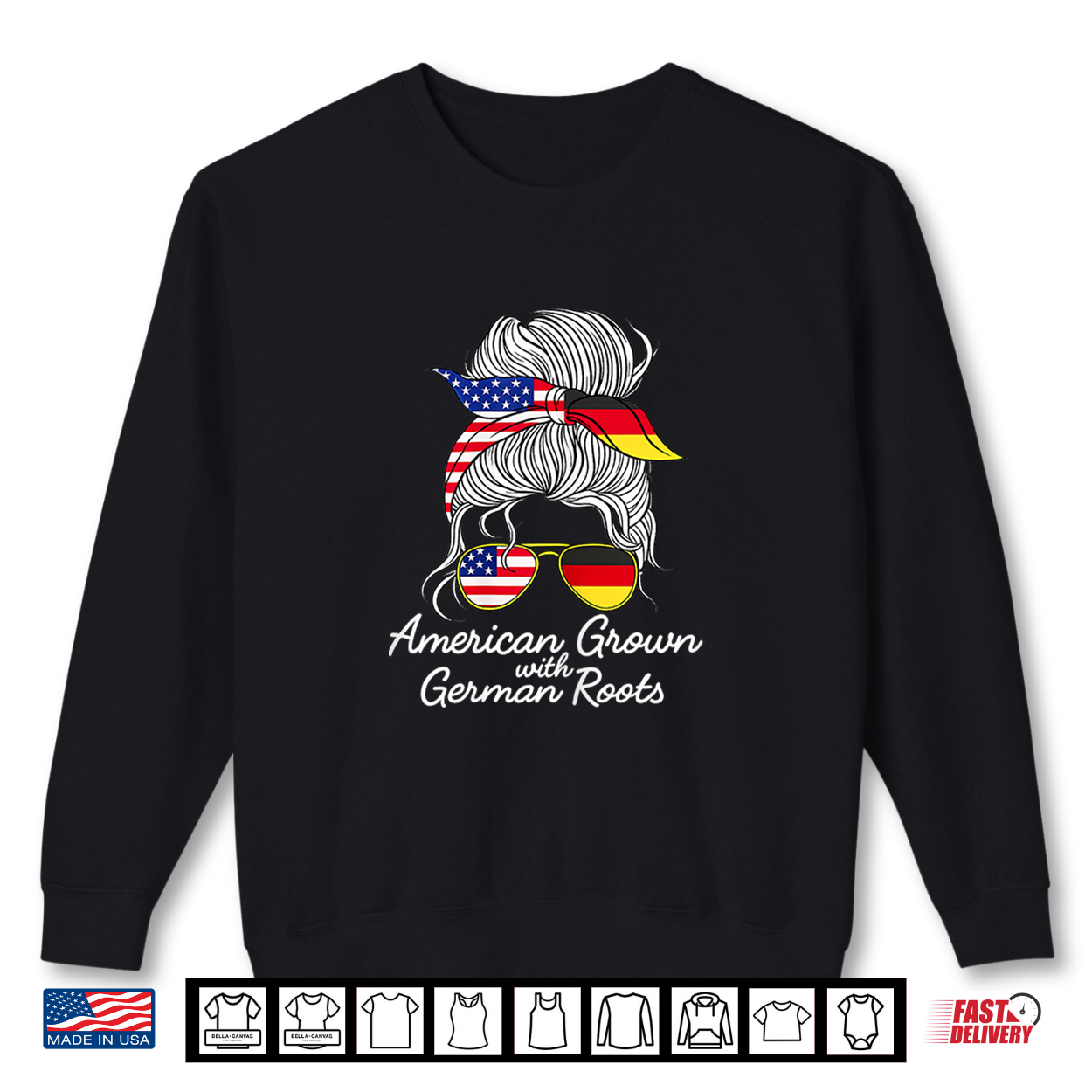 Usa Germany Heritage White Hair Messy Bun Women Girls Gift Shirt Usa Germany Heritage White Hair Messy Bun Women Girls Gift Shirt