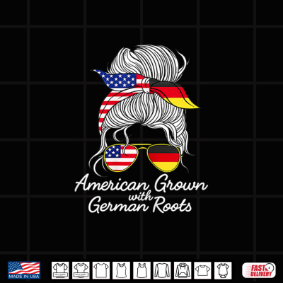 Usa Germany Heritage White Hair Messy Bun Women Girls Gift Shirt 4 Design USA Germany Heritage White Hair Messy Bun Women Girls Gift Shirt 1