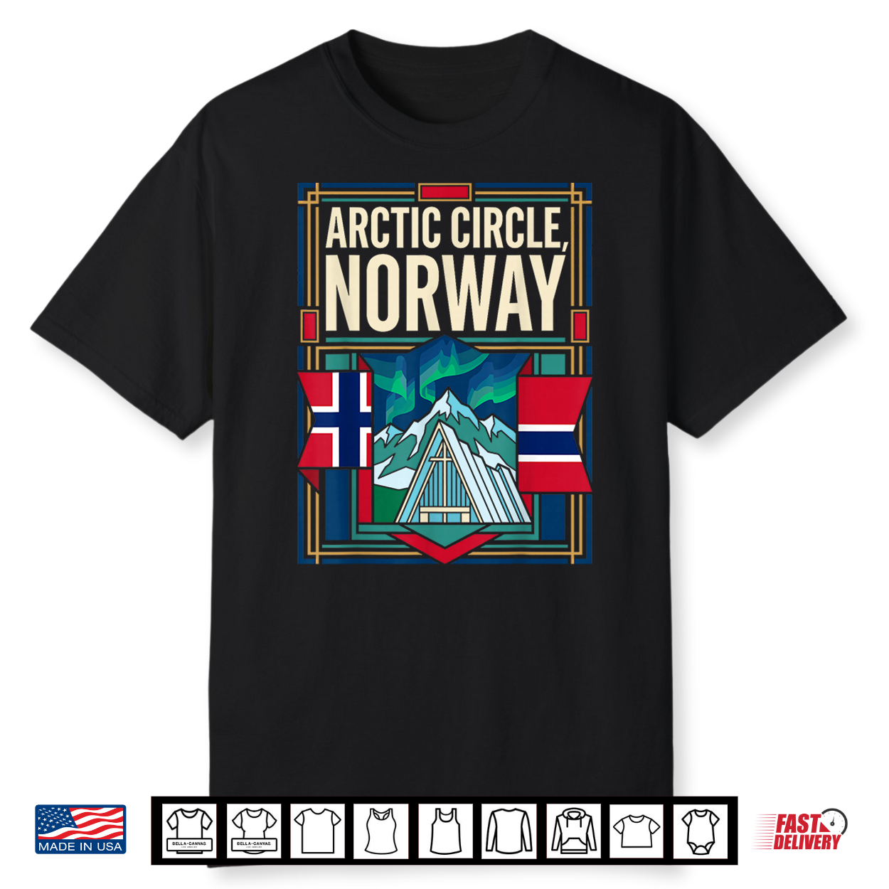 Arctic Circle Norway Flag Northern Lights Travel Graphic Shirt Arctic Circle Norway Flag Northern Lights Travel Graphic Shirt