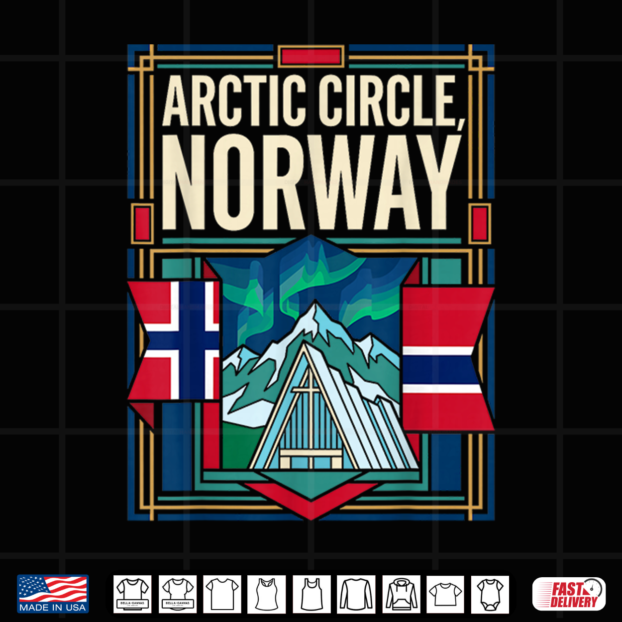 Arctic Circle Norway Flag Northern Lights Travel Graphic Shirt Arctic Circle Norway Flag Northern Lights Travel Graphic Shirt