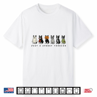 Cute Funny Just A Spooky Boston Terrier Dog Ghost Shirt