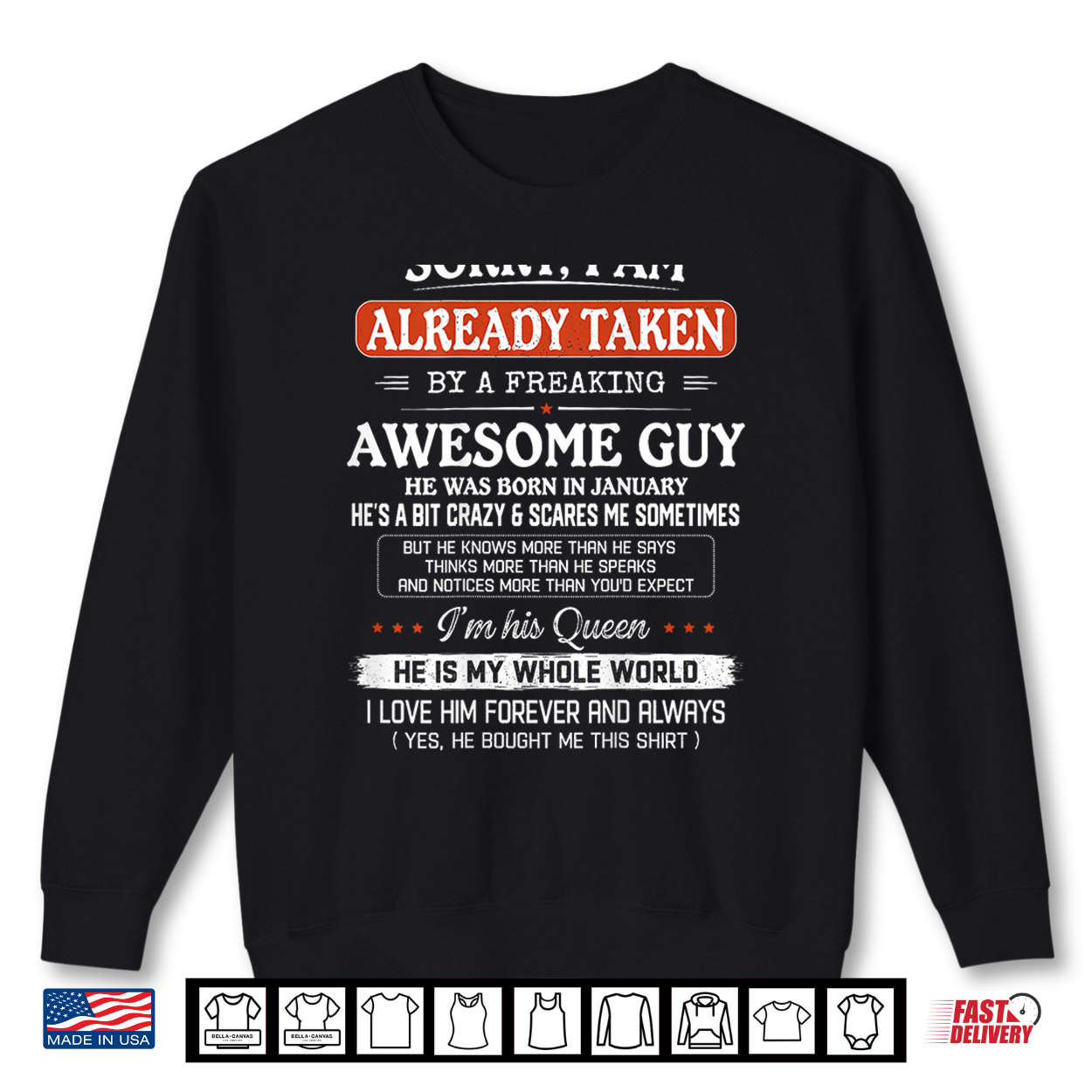 I’M Already Taken By Freaking Awesome Guy January On Back Shirt I’M Already Taken By Freaking Awesome Guy January On Back Shirt