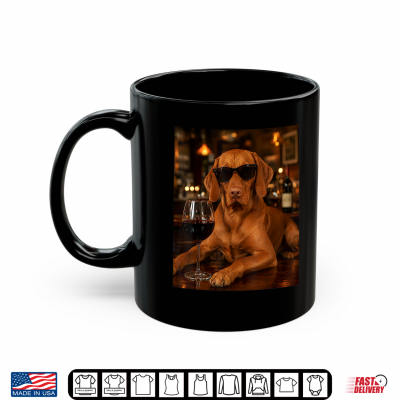 Mug Vizsla Drinking Wine Sunglasses Funny Dog Meme Shirt