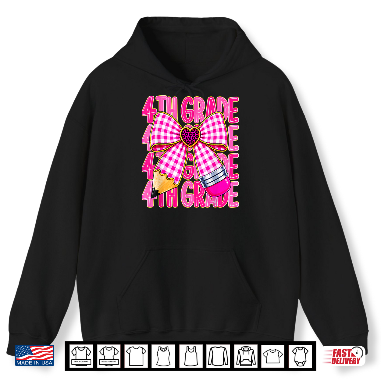 4Th Grade Girls Pink Coquette Bow Back To School Student Shirt