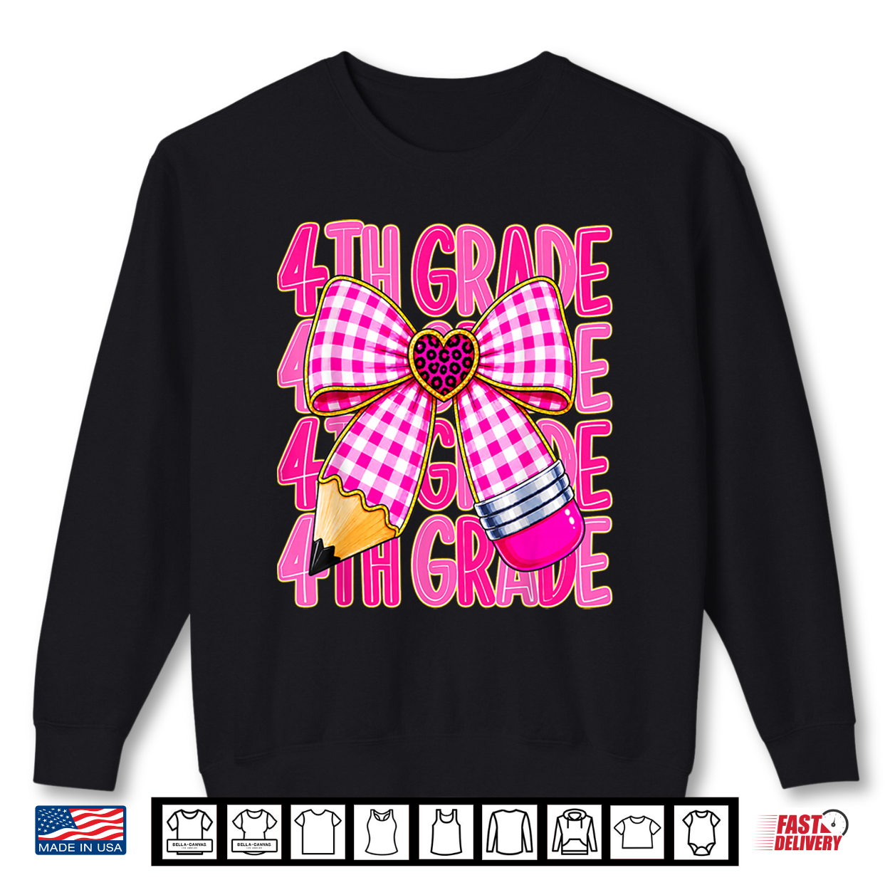 4Th Grade Girls Pink Coquette Bow Back To School Student Shirt