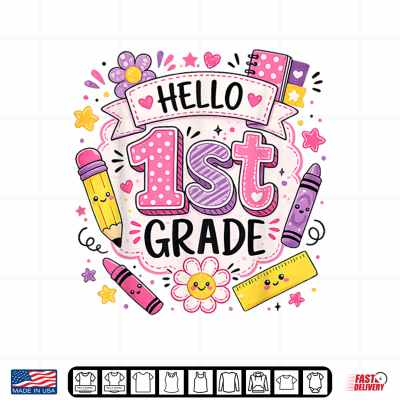 First Grade Girls Back To School Cute First Day Student Shirt 4 Design First Grade Girls Back to School Cute First Day Student Shirt