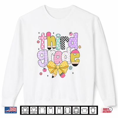 Preppy Third Grade Teacher 3Rd Grade Back To School Girls Shirt 2 Sweatshirt Preppy Third Grade Teacher 3rd Grade Back to School Girls Shirt