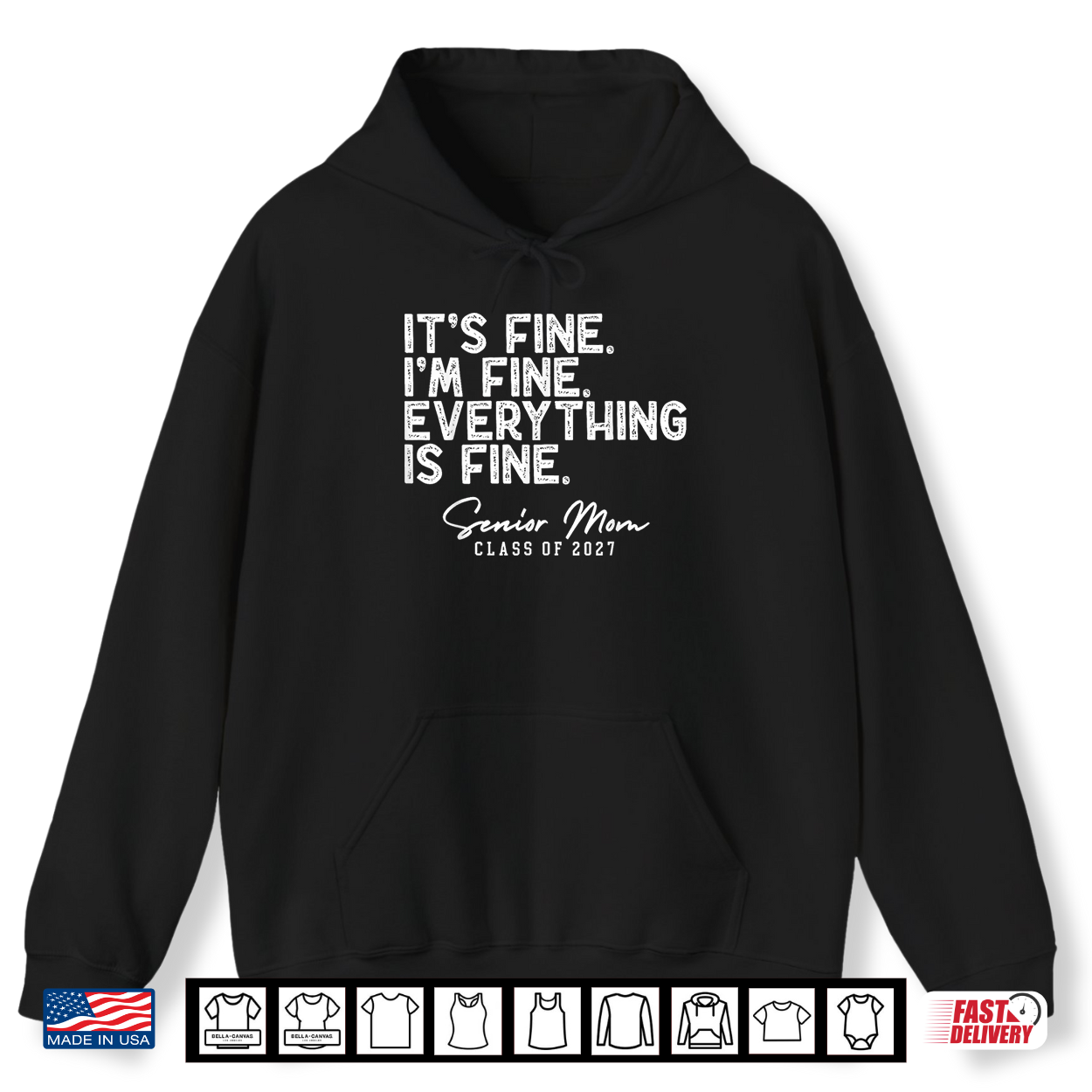 Retro I’M Fine Everything Is Fine Senior Mom Class Of 2027 Shirt Retro I’M Fine Everything Is Fine Senior Mom Class Of 2027 Shirt