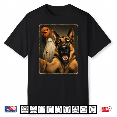 German Shepherd Halloween Ghost Selfie Boo Dog Meme Graphic Shirt
