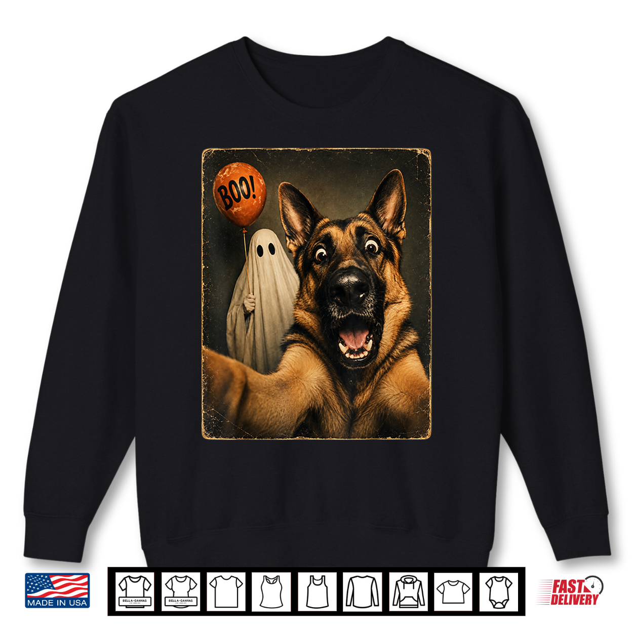 German Shepherd Halloween Ghost Selfie Boo Dog Meme Graphic Shirt German Shepherd Halloween Ghost Selfie Boo Dog Meme Graphic Shirt
