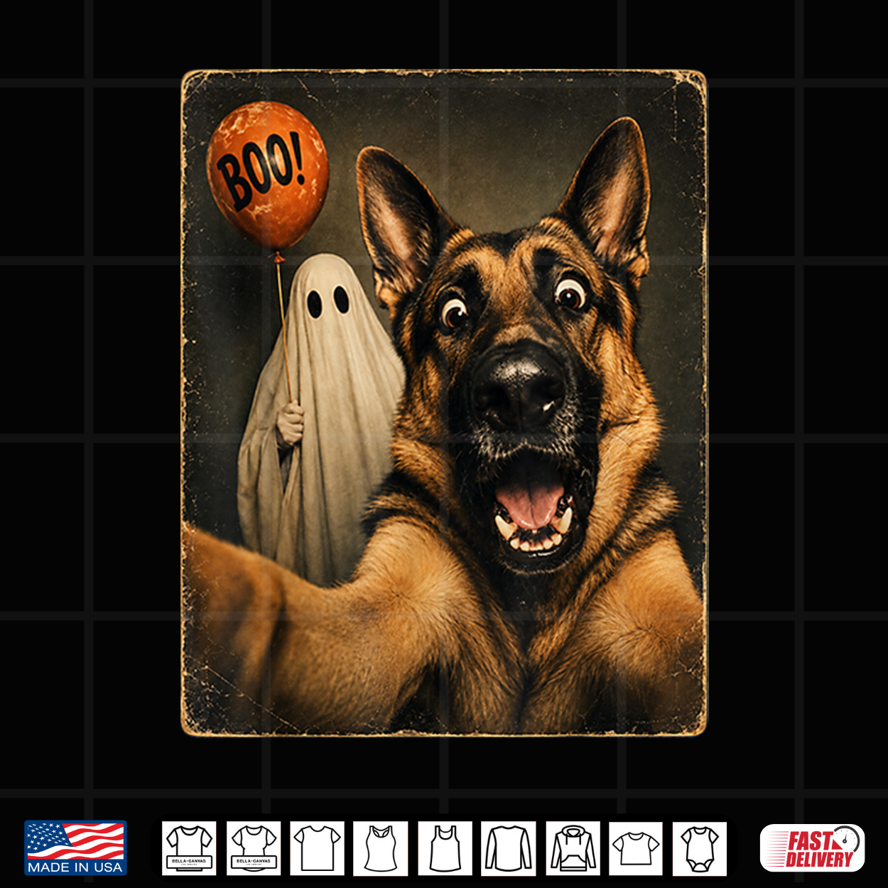 German Shepherd Halloween Ghost Selfie Boo Dog Meme Graphic Shirt German Shepherd Halloween Ghost Selfie Boo Dog Meme Graphic Shirt