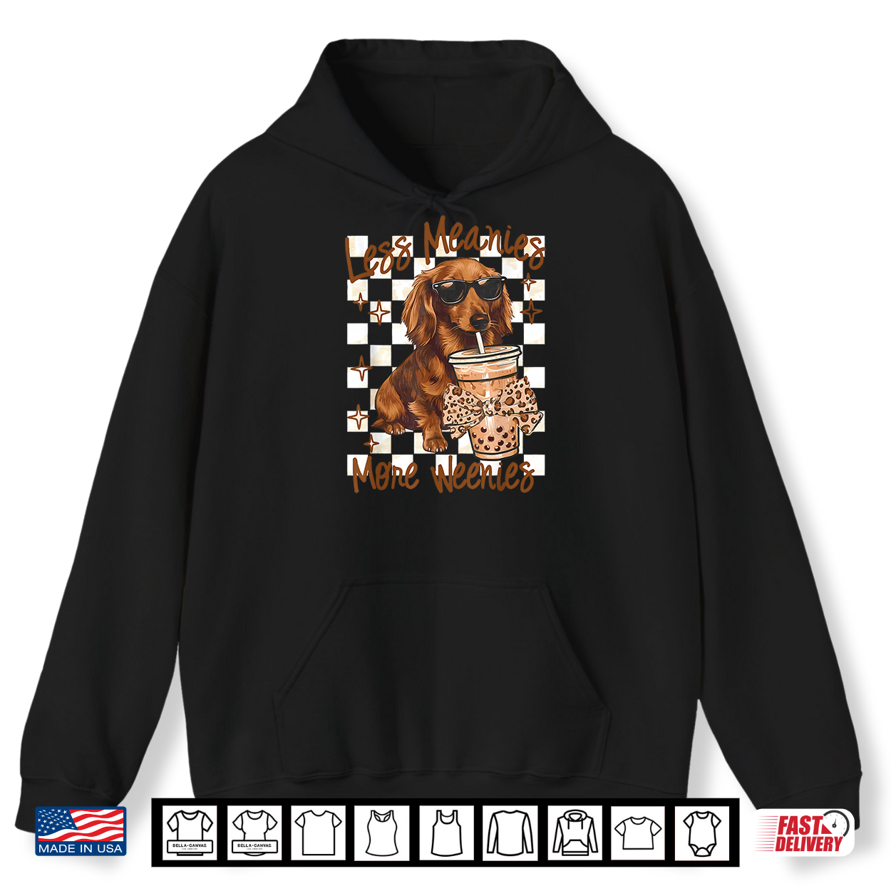 Less Meanies More Weenies Dog Dachshund Drinking Iced Coffee Shirt Less Meanies More Weenies Dog Dachshund Drinking Iced Coffee Shirt