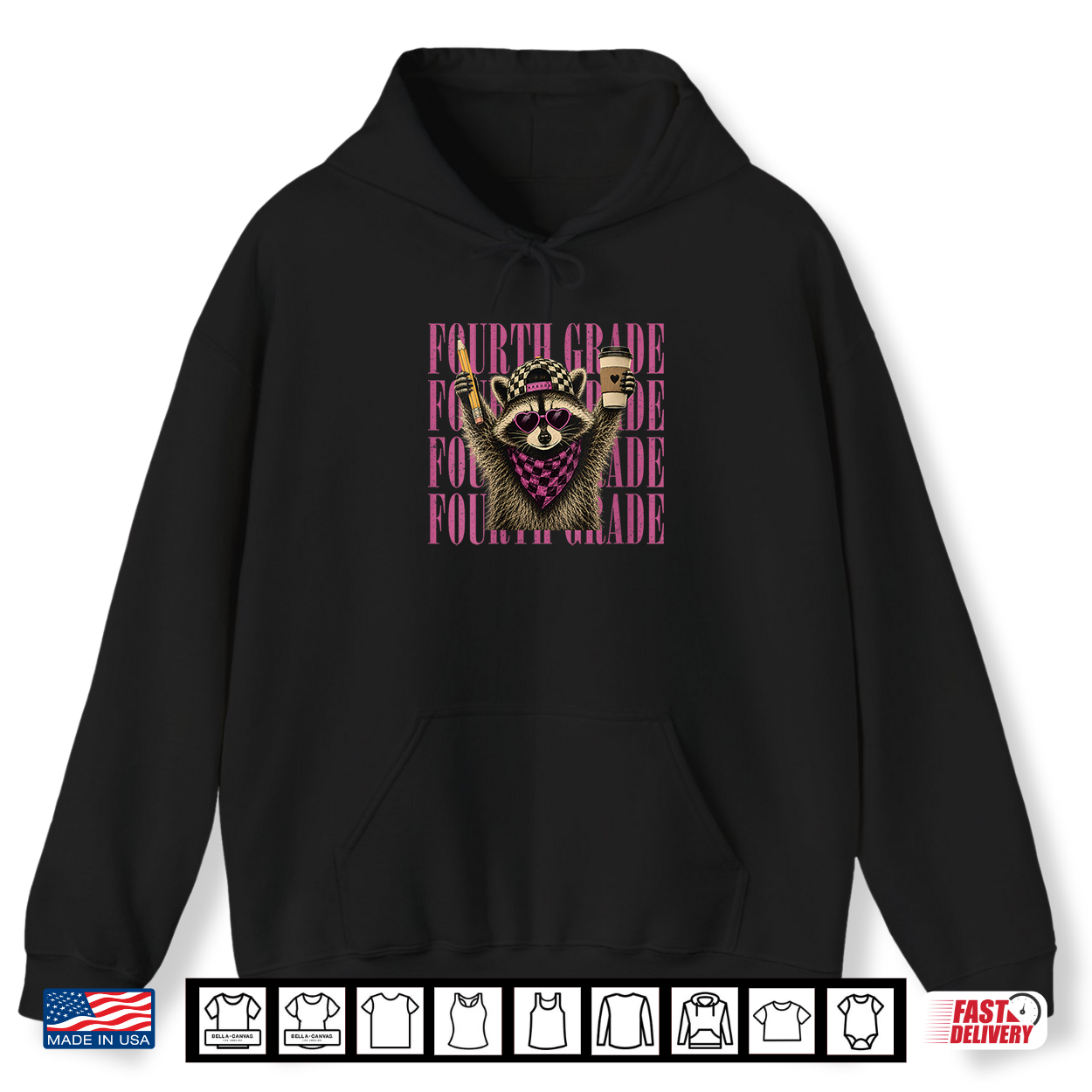 Funny Fourth 4Th Grade Teacher Feral Raccoon Back To School Shirt