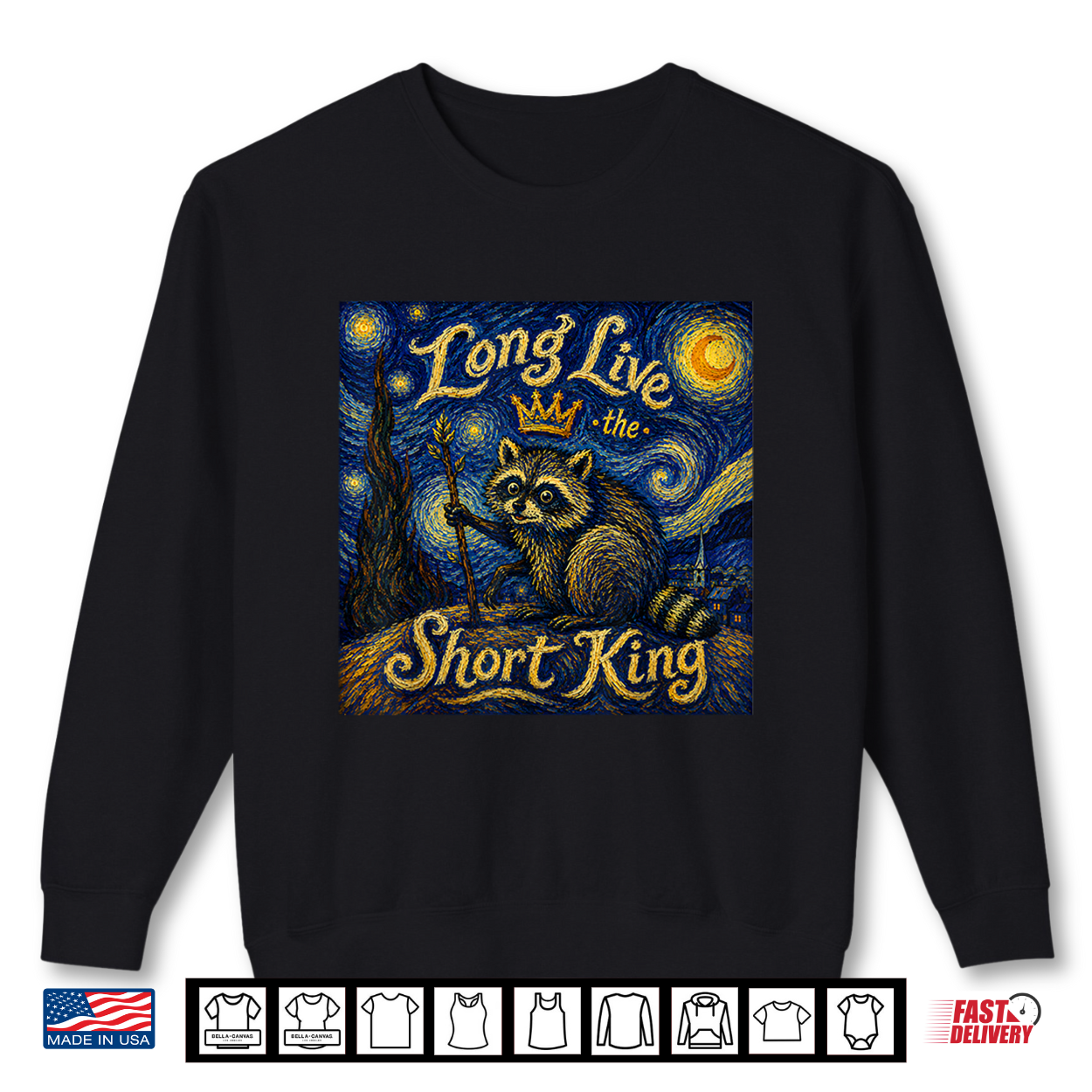 Jimothy Raccoon Starry Night Van Gogh Art The Short King Shirt Jimothy Raccoon Starry Night Van Gogh Art The Short King Shirt