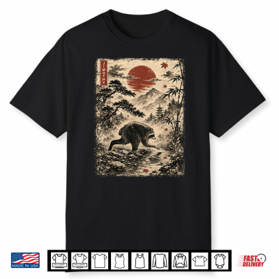 Kawaii Jimothy Seattle Raccoon Cute Japanese Ukiyo E Graphic Shirt