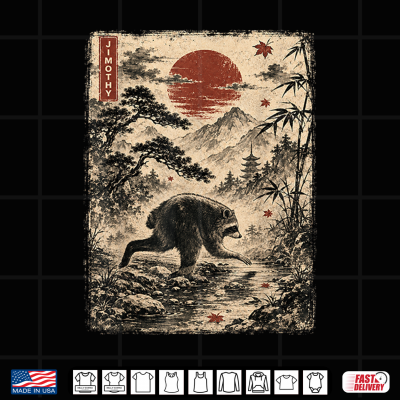 Kawaii Jimothy Seattle Raccoon Cute Japanese Ukiyo E Graphic Shirt 4 Design Kawaii Jimothy Seattle Raccoon Cute Japanese Ukiyo e Graphic Shirt