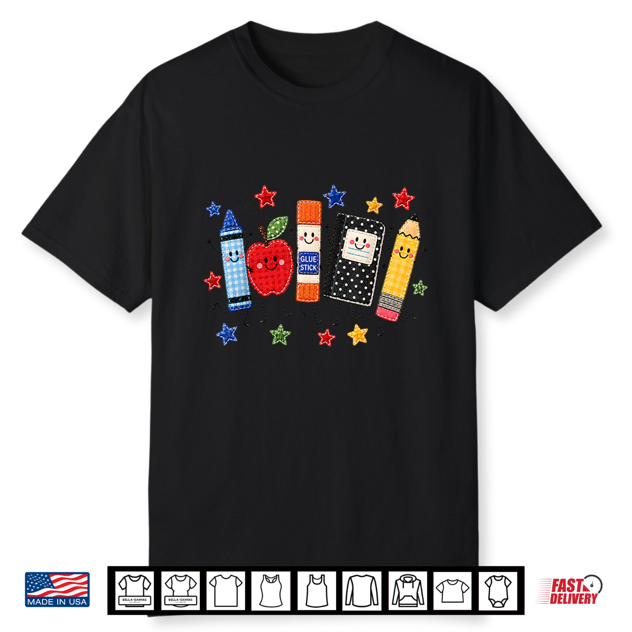 Cute School Supplies Apple Pencil Crayon Teacher Classroom Shirt Cute School Supplies Apple Pencil Crayon Teacher Classroom Shirt