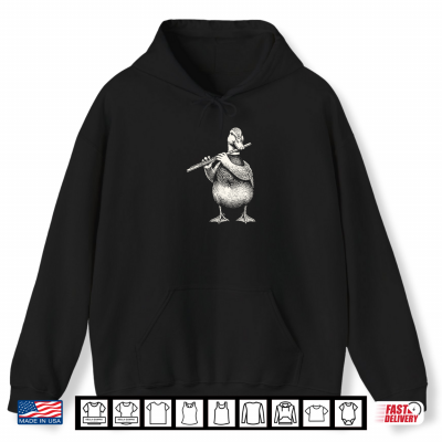 Duck Playing Flute Retro Animal Playing Instrument 90S Shirt 1 Hoodie Duck Playing Flute Retro Animal Playing Instrument 90s Shirt