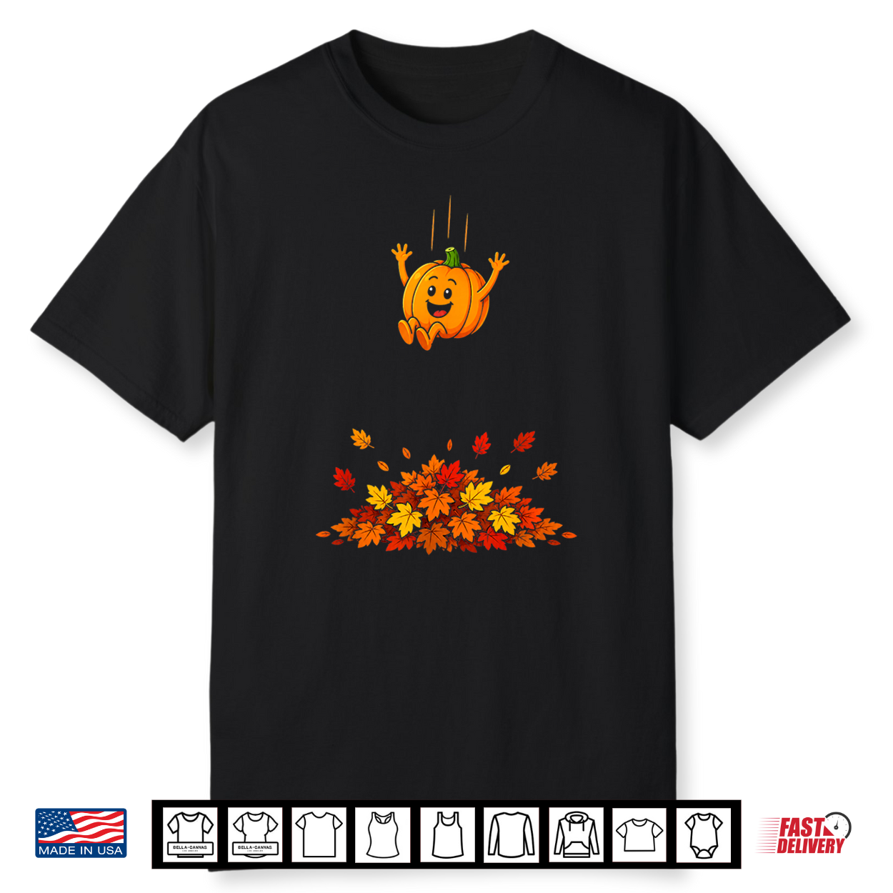Pumpkin Jumping Into Leaves Cute Fall Autumn Leaves Shirt Pumpkin Jumping Into Leaves Cute Fall Autumn Leaves Shirt