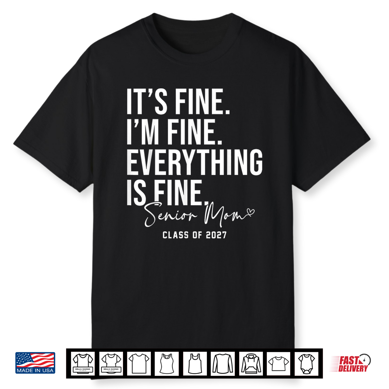Retro I’M Fine Everything Is Fine Senior Parent Class Of 2027 Shirt Retro I’M Fine Everything Is Fine Senior Parent Class Of 2027 Shirt