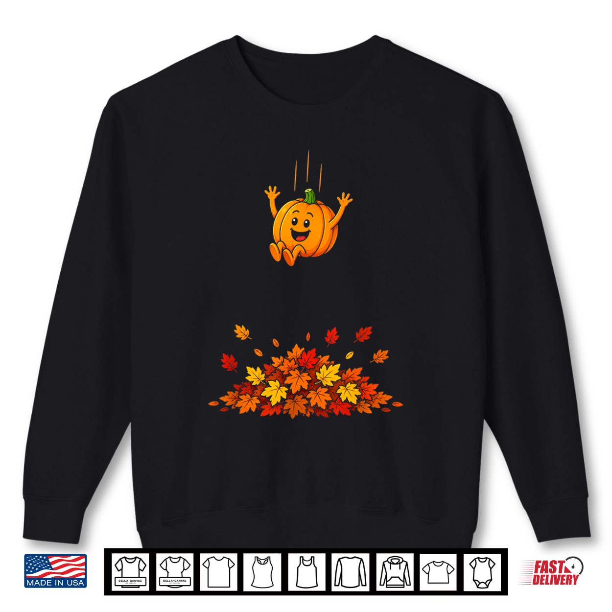 Pumpkin Jumping Into Leaves Cute Fall Autumn Leaves Shirt Pumpkin Jumping Into Leaves Cute Fall Autumn Leaves Shirt