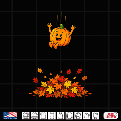 Pumpkin Jumping Into Leaves Cute Fall Autumn Leaves Shirt 4 Design Pumpkin Jumping Into Leaves Cute Fall Autumn Leaves Shirt