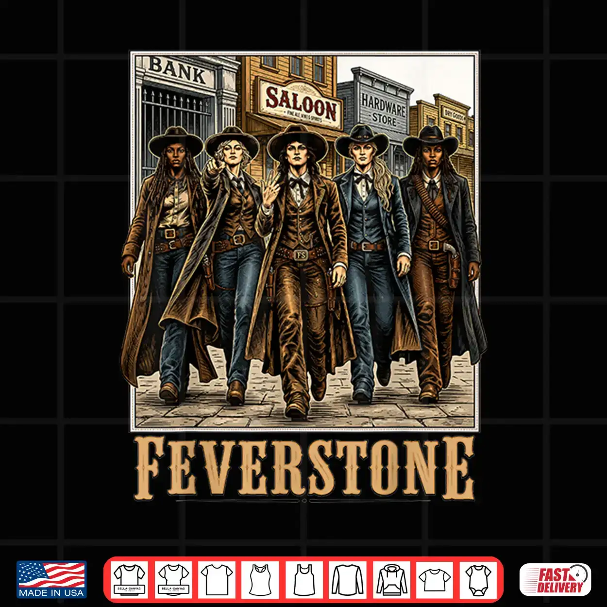 Feverstone Vintage Western Fearless Cowgirl Team Shirt Feverstone Vintage Western Fearless Cowgirl Team Shirt