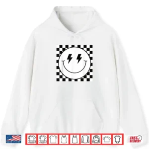 Retro Checkerboard Happy Face Lightning Bolt Eyes Graphic Shirt 1 Hoodie Retro Checkerboard Happy Face Lightning Bolt Eyes Graphic Shirt