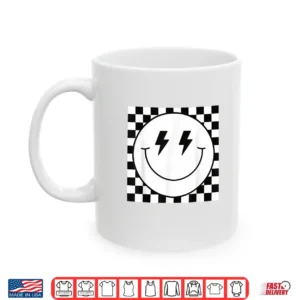 Retro Checkerboard Happy Face Lightning Bolt Eyes Graphic Shirt 3 Mug Retro Checkerboard Happy Face Lightning Bolt Eyes Graphic Shirt
