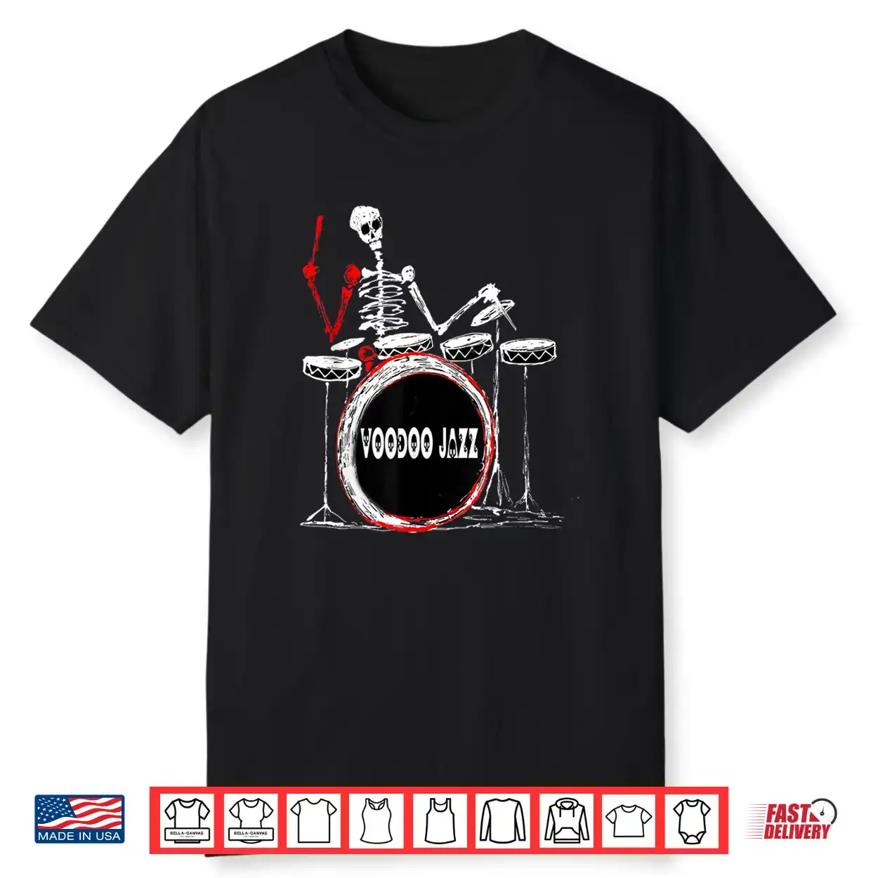 Voodoo Jazz Drummer Skelton Player Shirt Voodoo Jazz Drummer Skelton Player Shirt