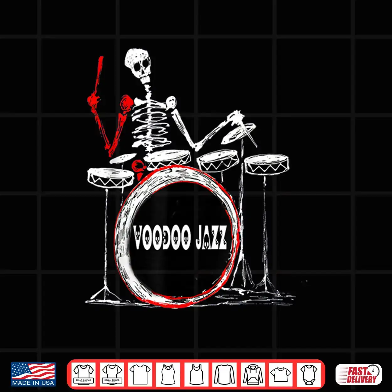 Voodoo Jazz Drummer Skelton Player Shirt Voodoo Jazz Drummer Skelton Player Shirt
