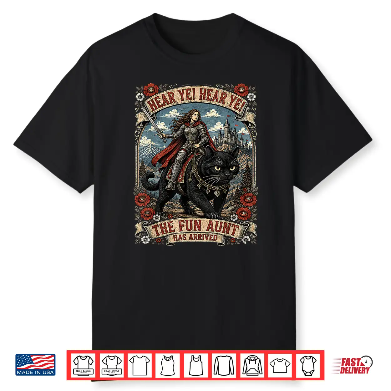 Funny Hear Ye Hear Ye The Fun Aunt Has Arrived Knight Cat Shirt Funny Hear Ye Hear Ye The Fun Aunt Has Arrived Knight Cat Shirt