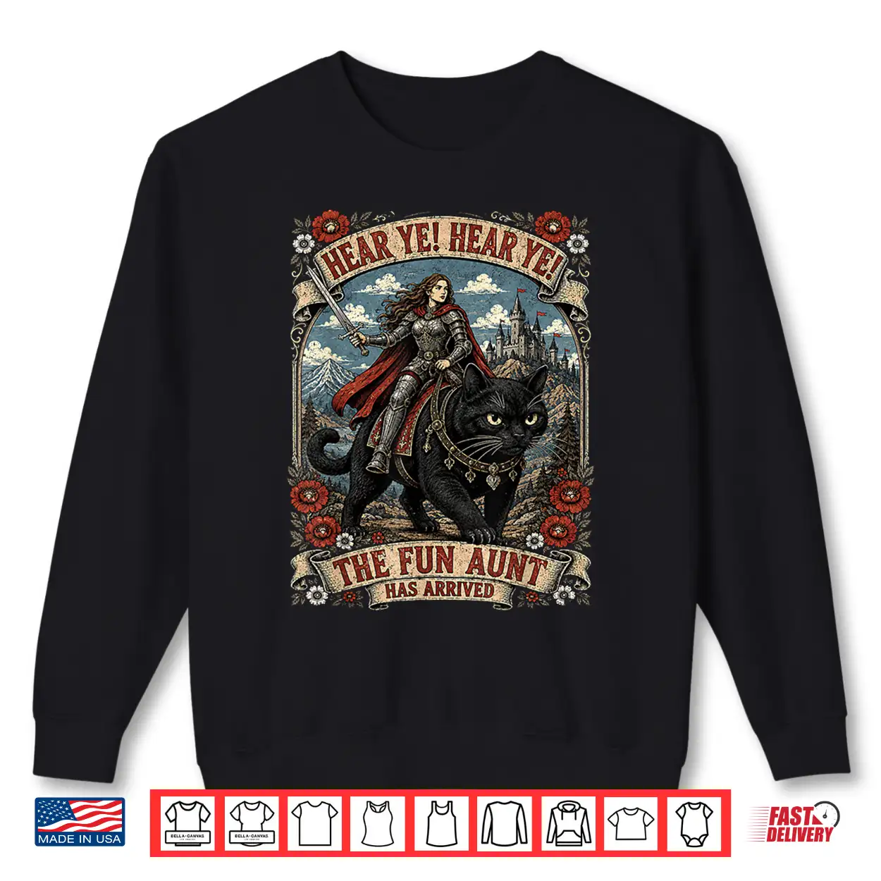 Funny Hear Ye Hear Ye The Fun Aunt Has Arrived Knight Cat Shirt Funny Hear Ye Hear Ye The Fun Aunt Has Arrived Knight Cat Shirt