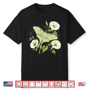 Luna Moth Moonflower Botanical Art Cottagecore Nature Lover Shirt