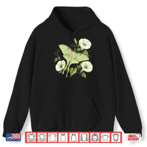 Hoodie Luna Moth Moonflower Botanical Art Cottagecore Nature Lover Shirt