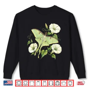 Sweatshirt Luna Moth Moonflower Botanical Art Cottagecore Nature Lover Shirt