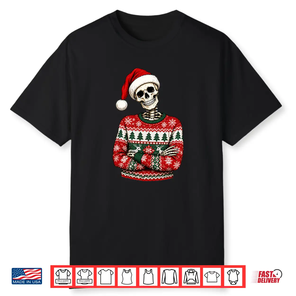 Skeleton Ugly Sweater Santa Hat Christmas Halloween Shirt Skeleton Ugly Sweater Santa Hat Christmas Halloween Shirt