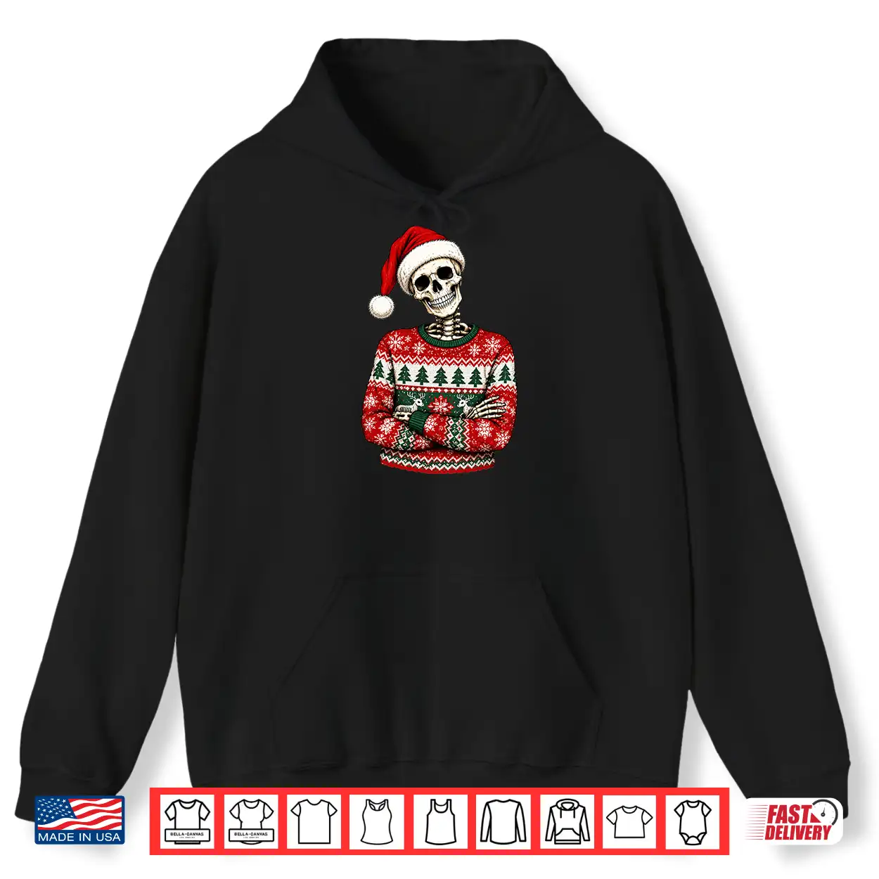 Skeleton Ugly Sweater Santa Hat Christmas Halloween Shirt Skeleton Ugly Sweater Santa Hat Christmas Halloween Shirt