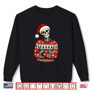 Skeleton Ugly Sweater Santa Hat Christmas Halloween Shirt 2 Sweatshirt Skeleton Ugly Sweater Santa Hat Christmas Halloween Shirt