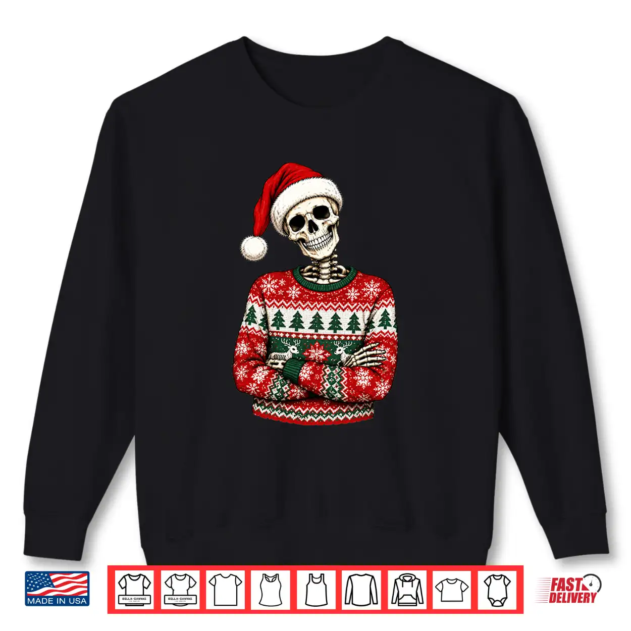 Skeleton Ugly Sweater Santa Hat Christmas Halloween Shirt Skeleton Ugly Sweater Santa Hat Christmas Halloween Shirt