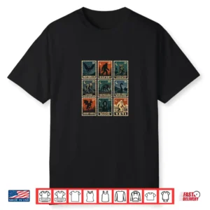 Cryptid Stamps Bigfoot Sasquatch Mothman Loch Ness Monster Shirt