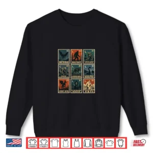 Cryptid Stamps Bigfoot Sasquatch Mothman Loch Ness Monster Shirt 2 Sweatshirt Cryptid Stamps Bigfoot Sasquatch Mothman Loch Ness Monster Shirt