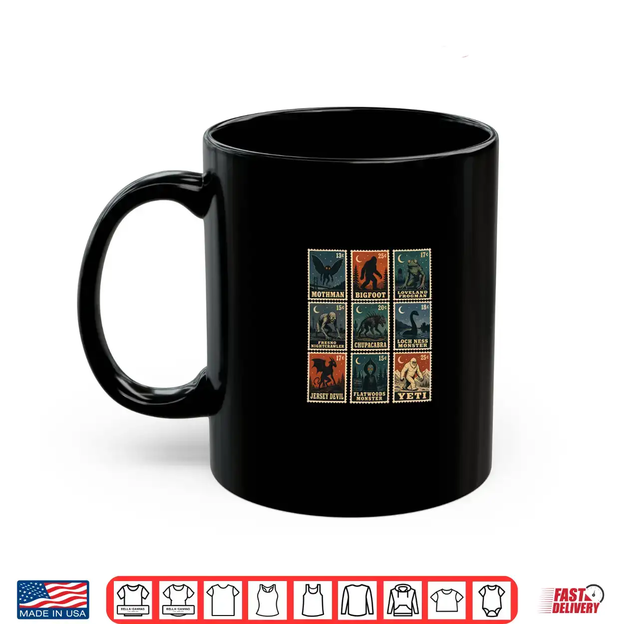 Cryptid Stamps Bigfoot Sasquatch Mothman Loch Ness Monster Shirt Cryptid Stamps Bigfoot Sasquatch Mothman Loch Ness Monster Shirt