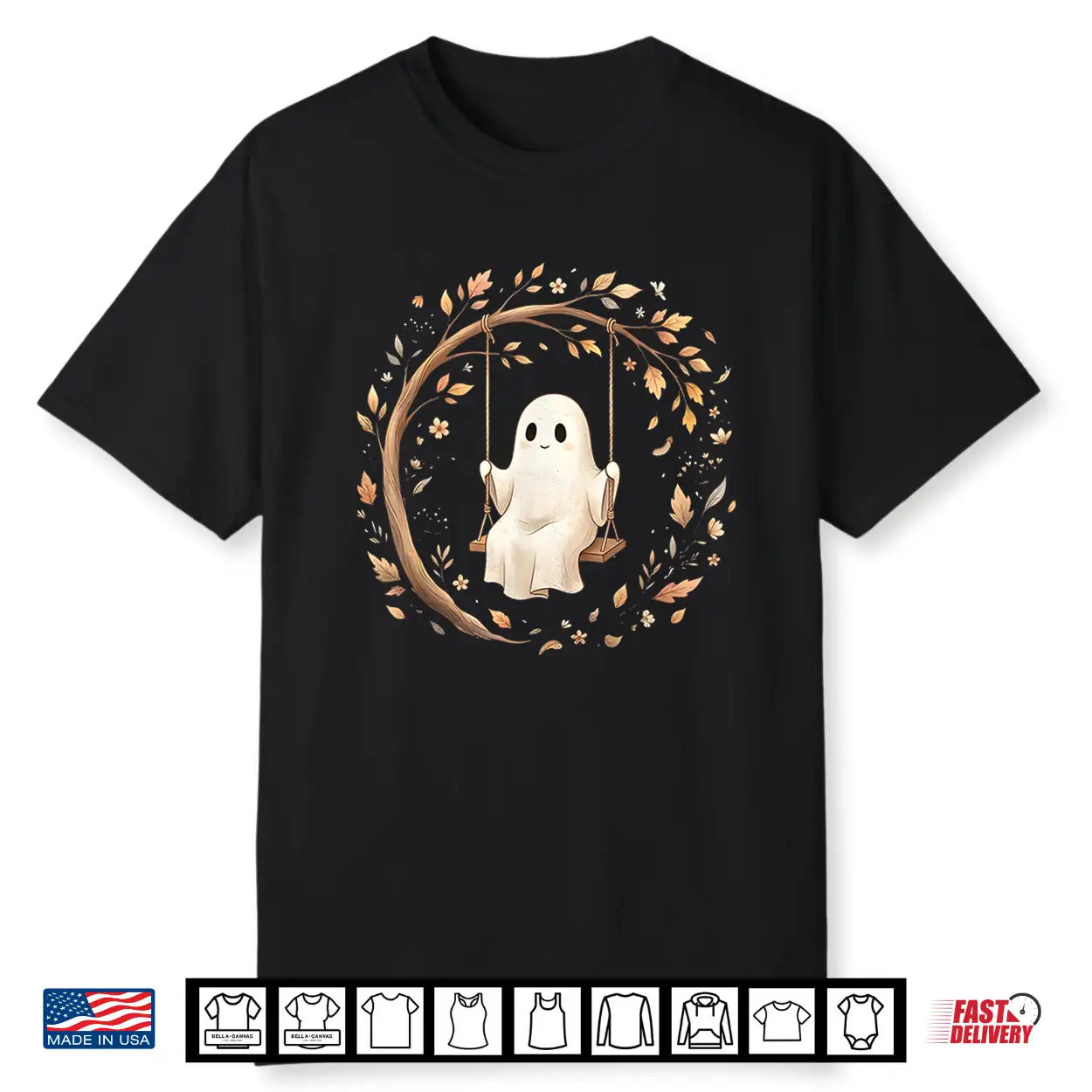 Cute Ghost Halloween Swing Spooky Fall Botanical Aesthetic Shirt Cute Ghost Halloween Swing Spooky Fall Botanical Aesthetic Shirt
