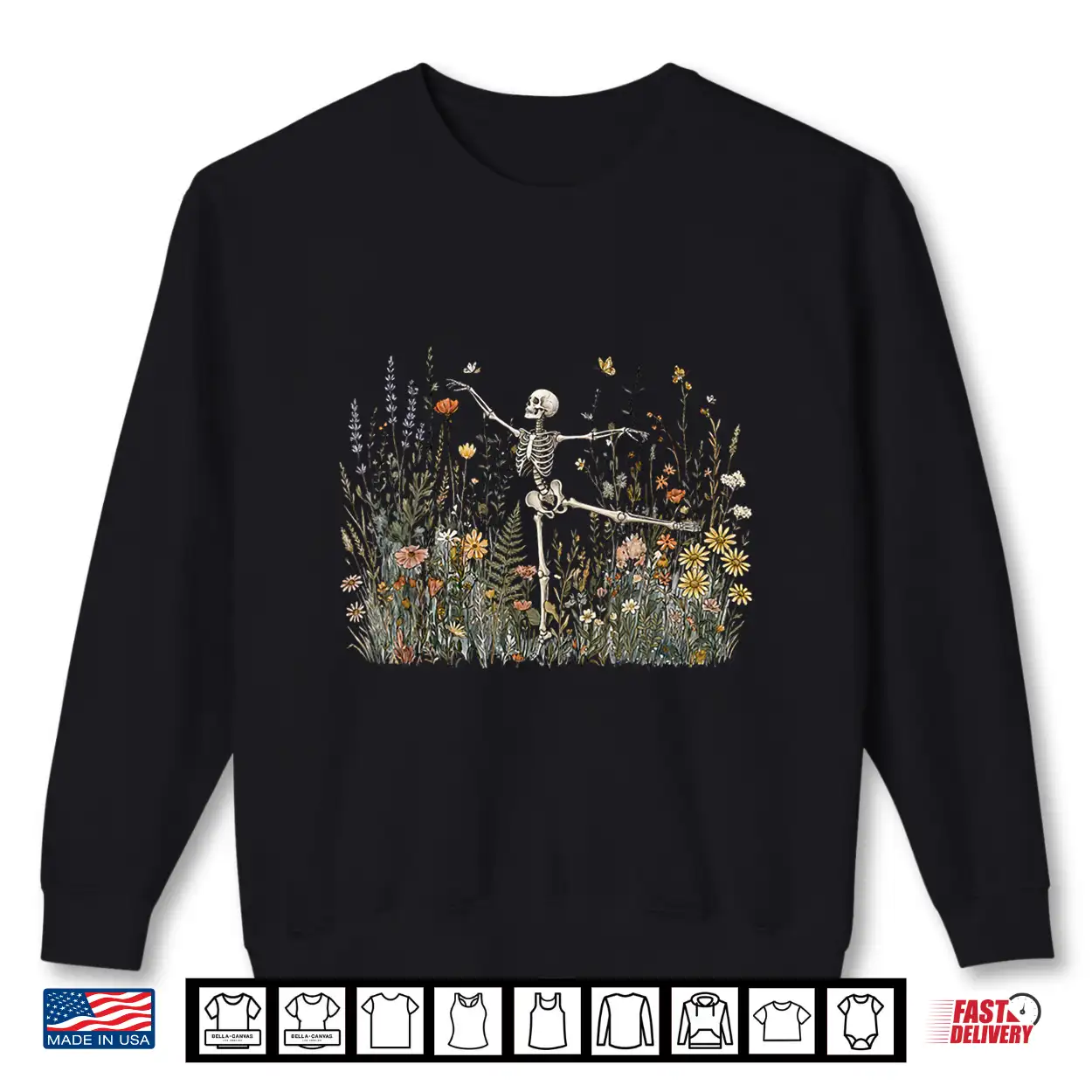 Cottagecore Skeleton Dancing Arabesque Wildflower Botanical Shirt Cottagecore Skeleton Dancing Arabesque Wildflower Botanical Shirt