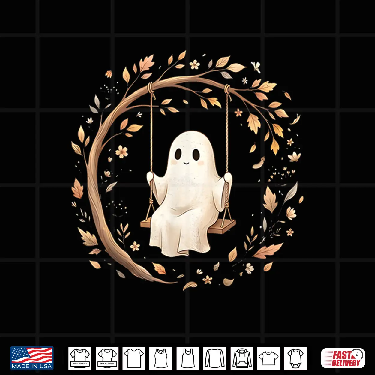 Cute Ghost Halloween Swing Spooky Fall Botanical Aesthetic Shirt Cute Ghost Halloween Swing Spooky Fall Botanical Aesthetic Shirt