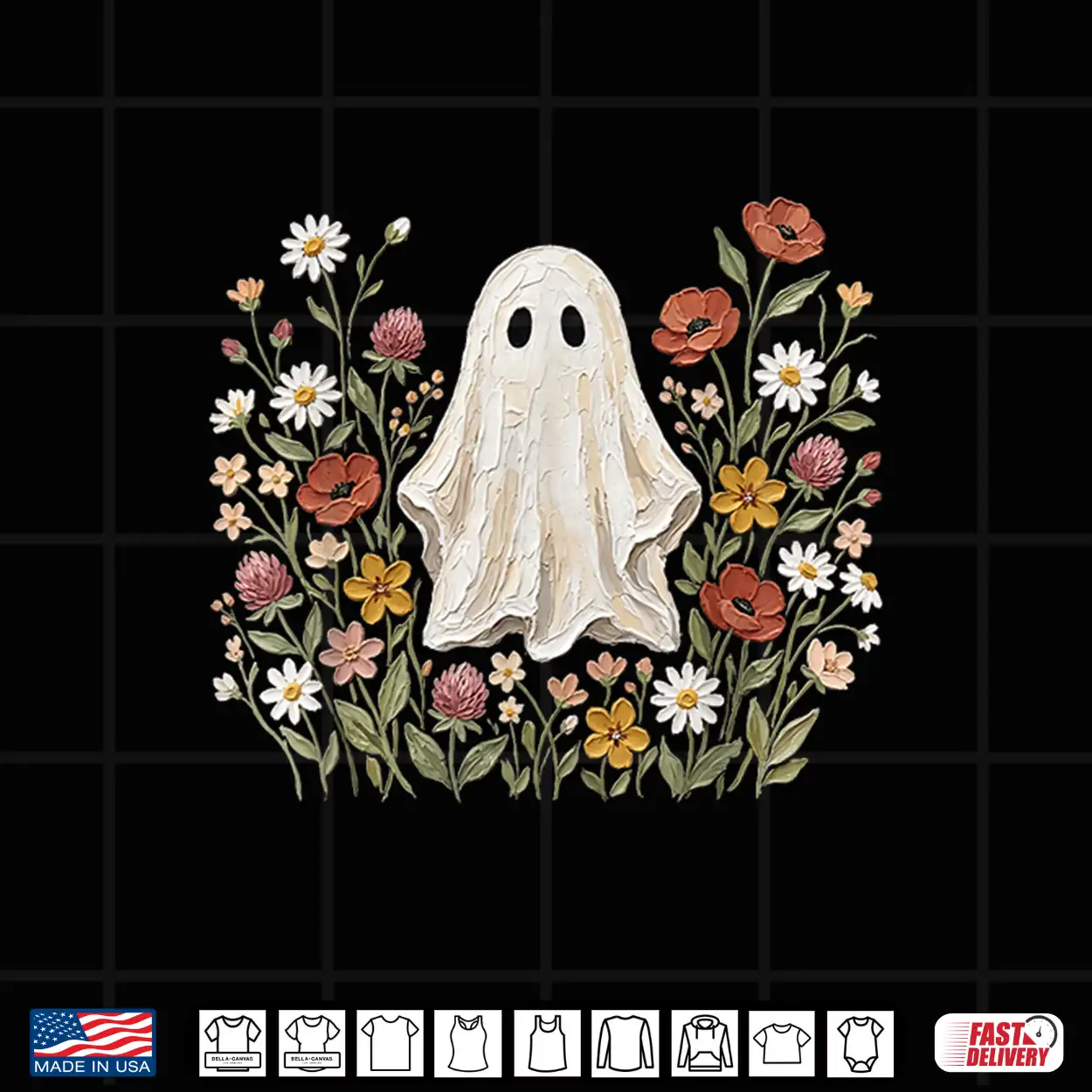 Cute Ghost Wildflower Cottagecore Halloween Botanical Ghost Shirt Cute Ghost Wildflower Cottagecore Halloween Botanical Ghost Shirt