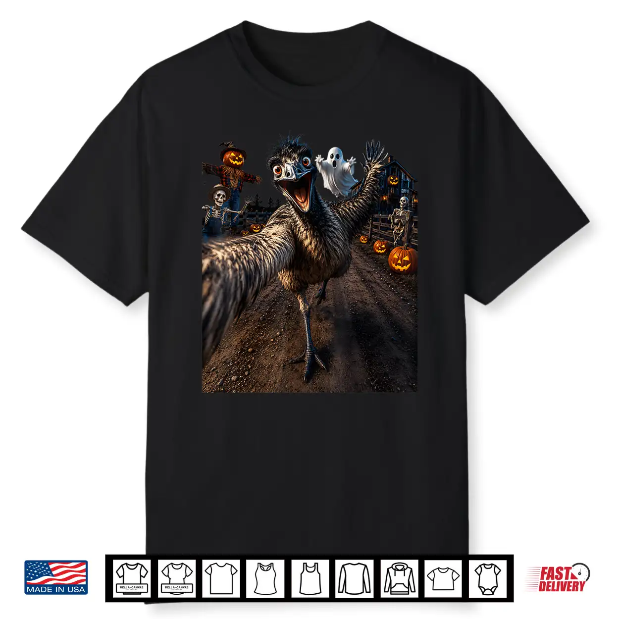 Emu Halloween Selfie Funny Scared Bird Spooky Meme Shirt Emu Halloween Selfie Funny Scared Bird Spooky Meme Shirt